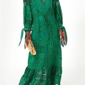 NWT Farm Rio Morada Boa Guipure dress, green, women’s size XL